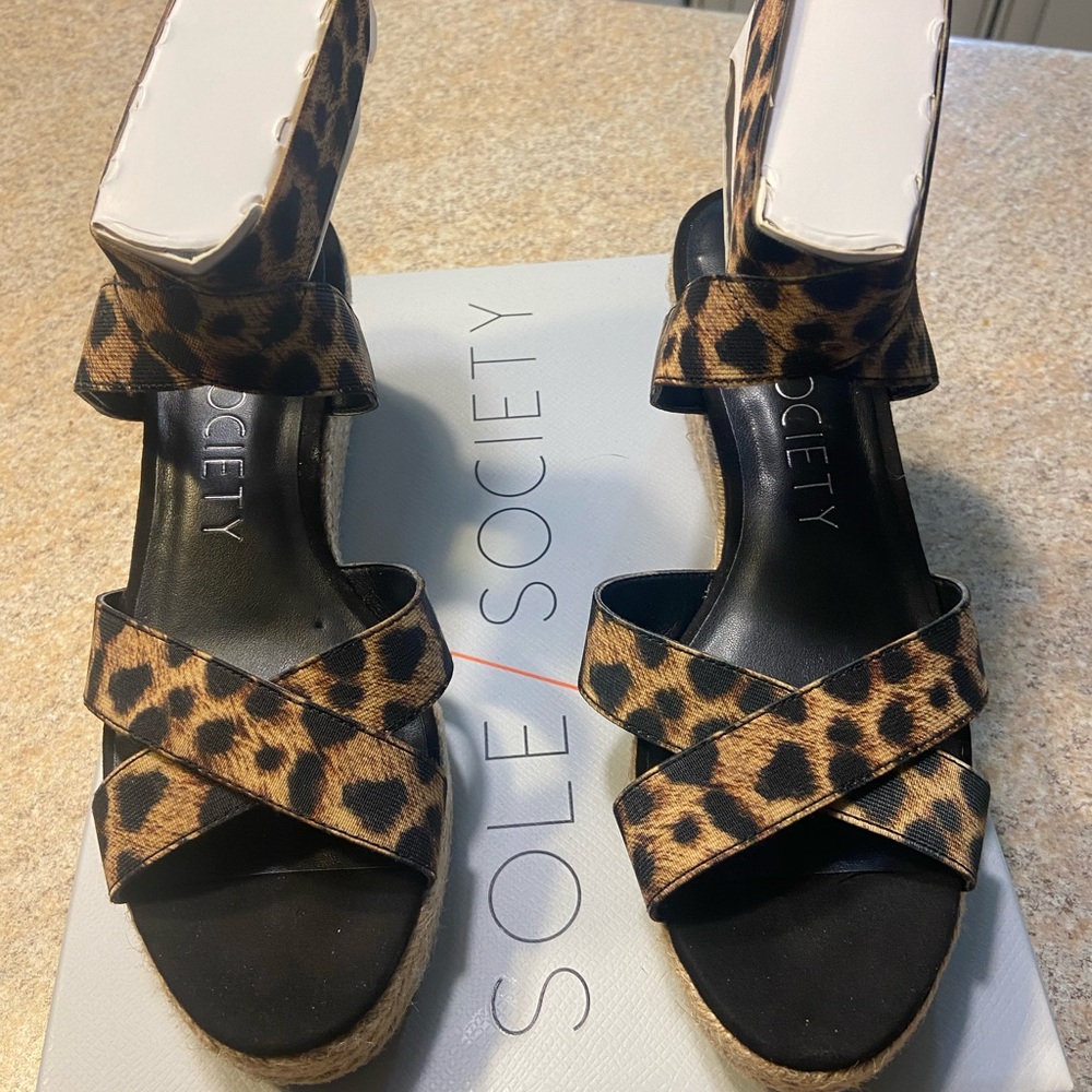 Leopard Wedge Sandals